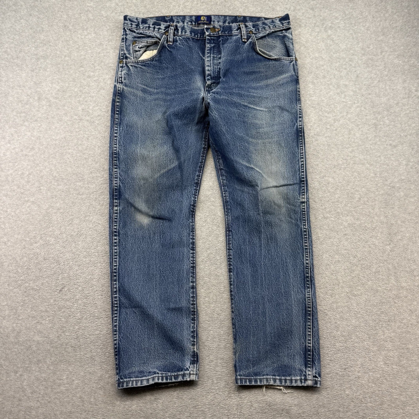 Wrangler Jeans Men's 38x30 47mwz Blue Y2k Western Workwear Straight Faded Grunge